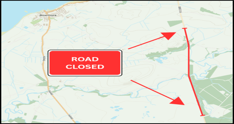 Road closure map on B8016