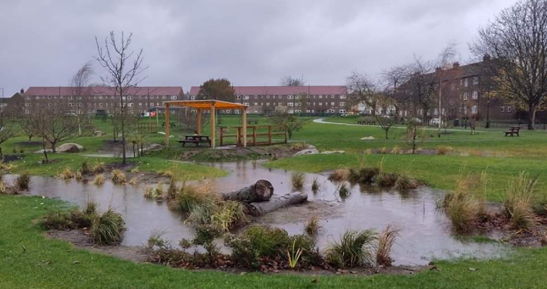 SUDS basis at Douglas Community Park in Dundee