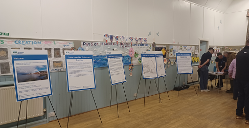 Information boards on display to provide more information about the project at Lower Largo