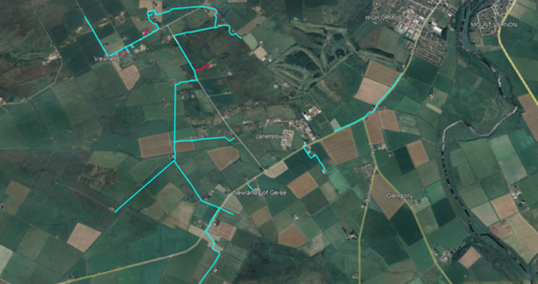 Aerial footage of water main upgrade