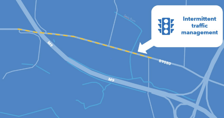 Single-lane closure on the B9080 in Winchburgh from 16 February for eight weeks