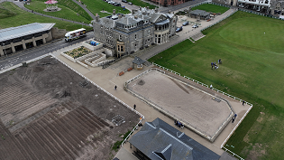 An aerial view following completion of the work. The area has been reinstated