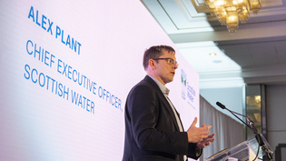Alex Plant giving keynote speech at lectrurn