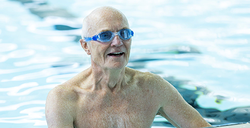 John Nicholson in the pool at his Learn to Swim lesson