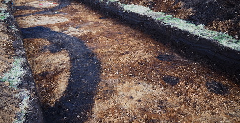 View along trench showing the three barrows