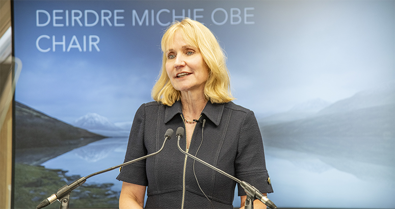Scottish Water Board Chair Deirdre Michie speaking at an event